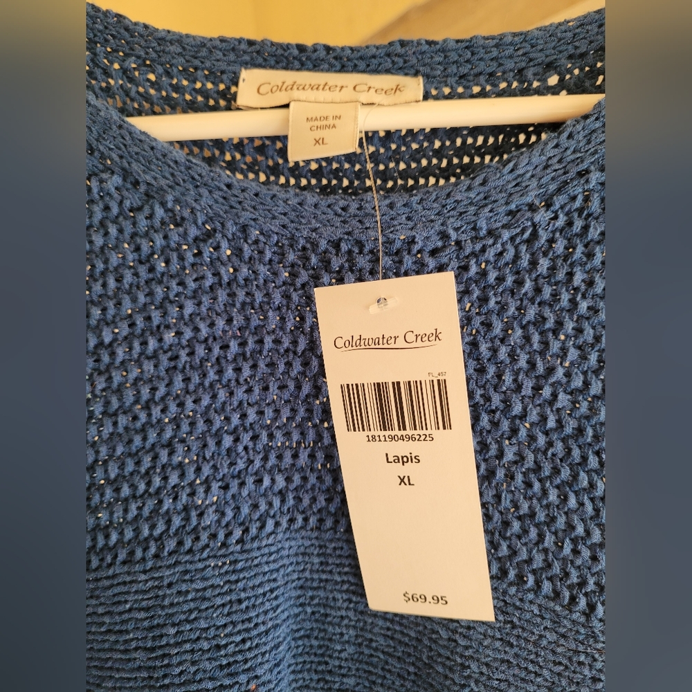 Coldwater Creek Lapis Blue Scoop Neck Knit Sweater - XL